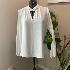 White blouse with puff sleeves